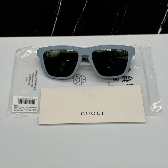 NEW GG1571S 003 GUCCI LIGHT BLUE GREEN UNISEX GUCCI SUNGLASSES - Picture 12 of 13